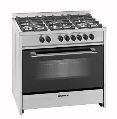Picture of DAEWOO 5 Burner Multifunction Gas Cooker 90X60CM, Top gas, Bottom Electric Oven with 2 Convection Fans 1 Cooling Fan, Removable glass door, Cast iron grid, Made in Portugal, DGES965HE- 1Year Warranty