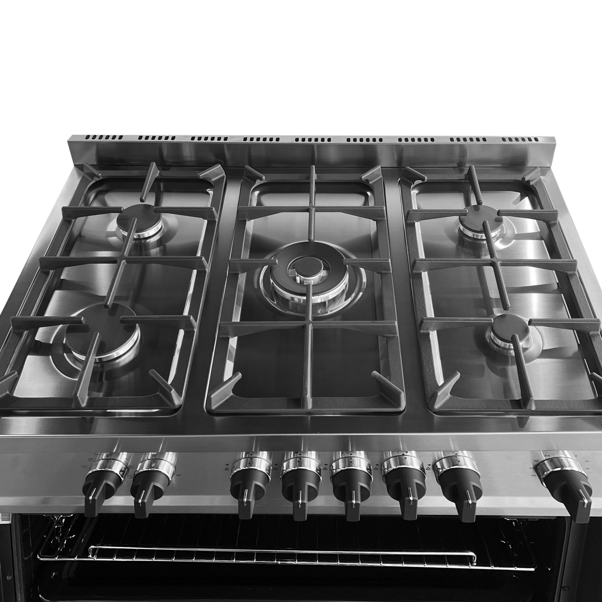 Picture of DAEWOO 5 Burner Multifunction Gas Cooker 90X60CM, Top gas, Bottom Electric Oven with 2 Convection Fans 1 Cooling Fan, Removable glass door, Cast iron grid, Made in Portugal, DGES965HE- 1Year Warranty