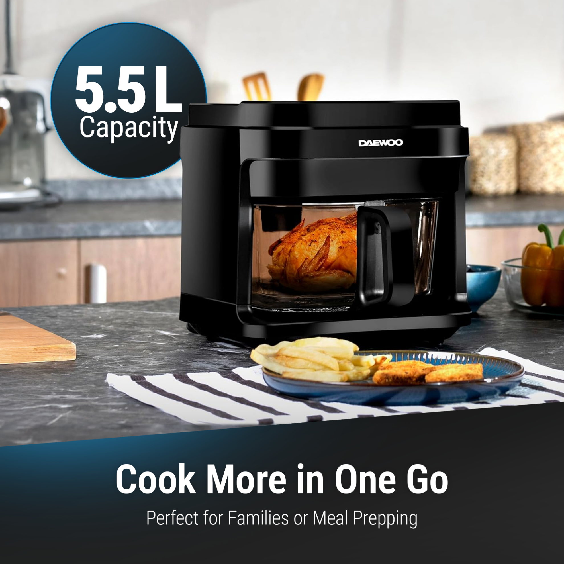 Daewoo Glass Air Fryer  - DAF 55GT 