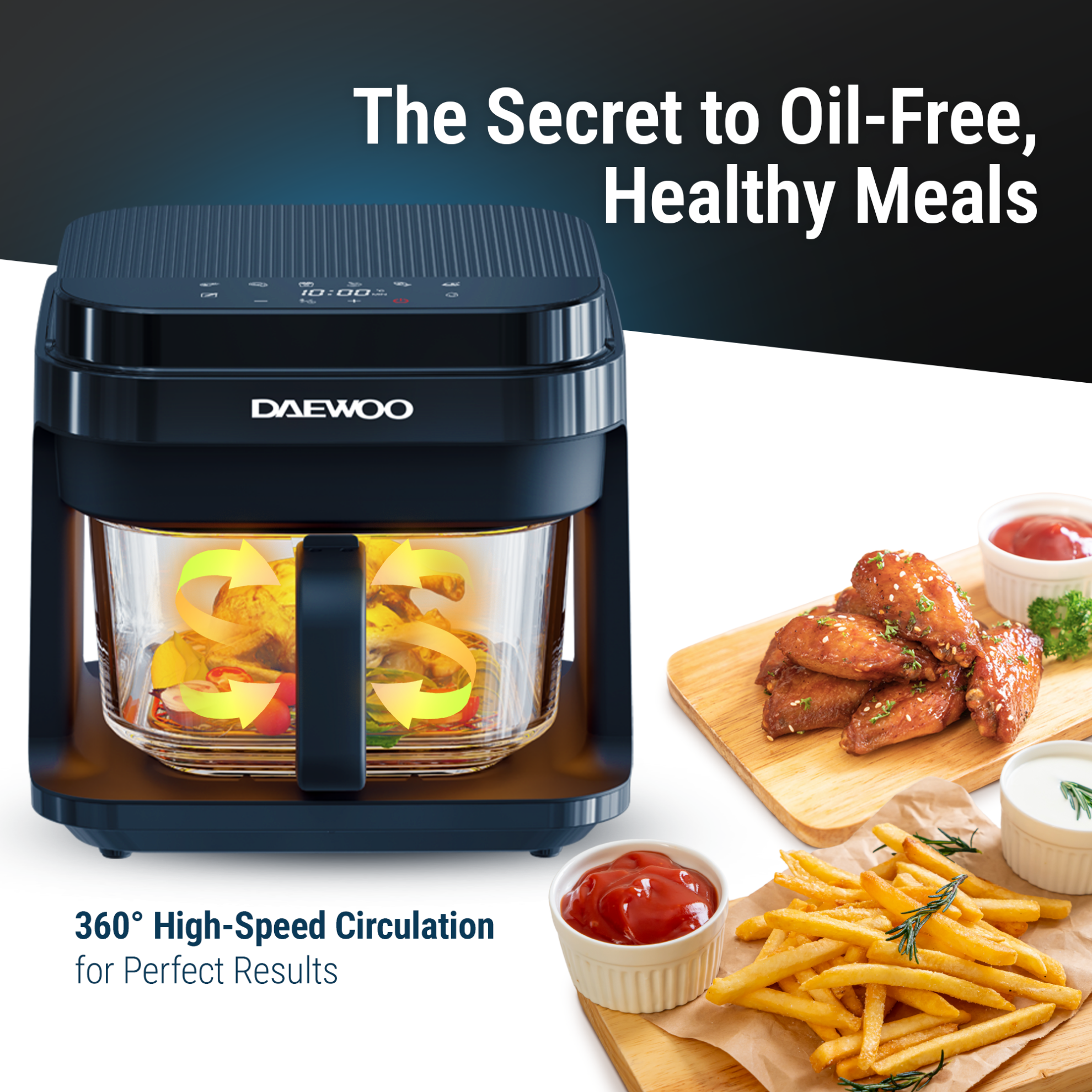 Daewoo Glass Air Fryer  - DAF 55GT 