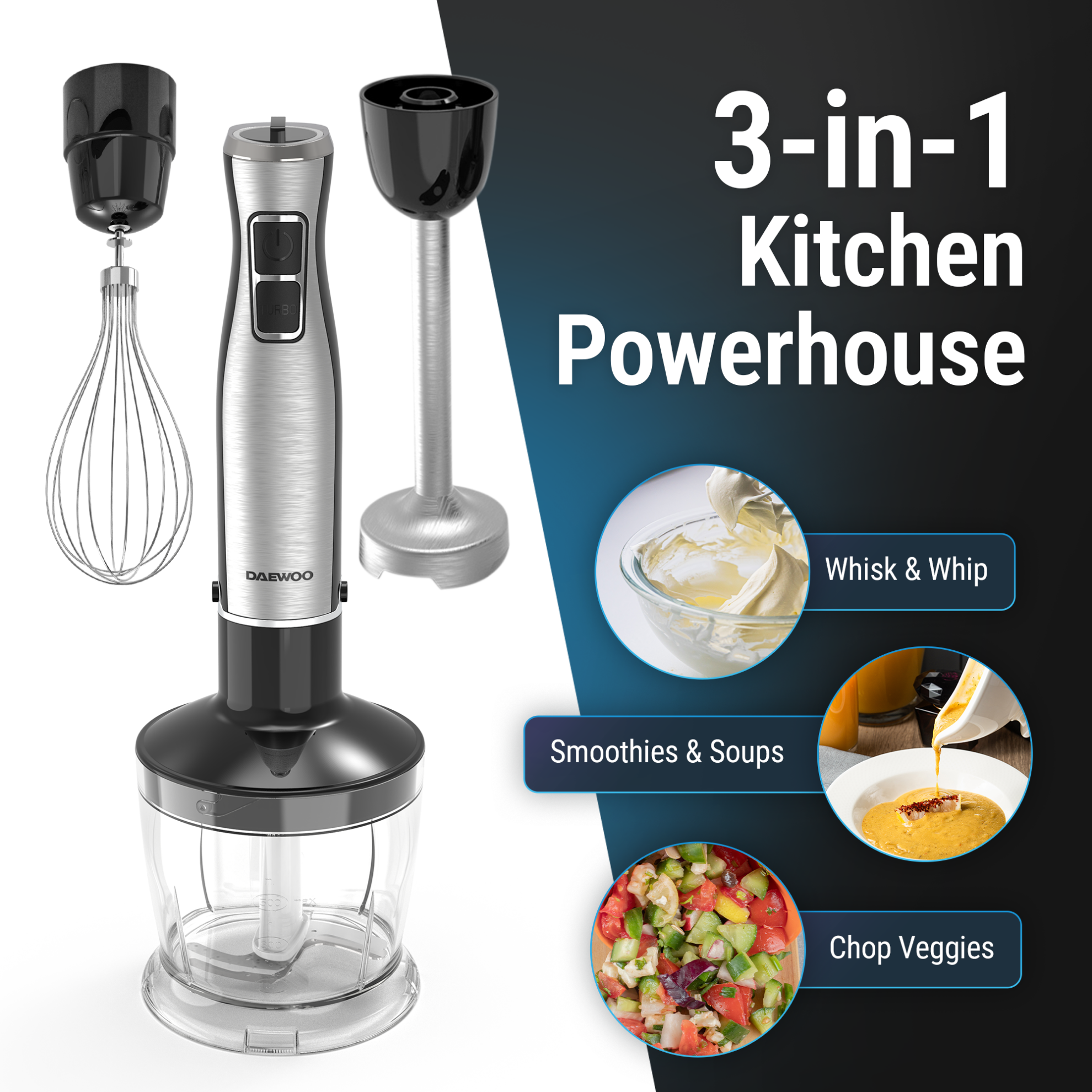 Daewoo 3 in 1 Hand Blender – DHB-102A