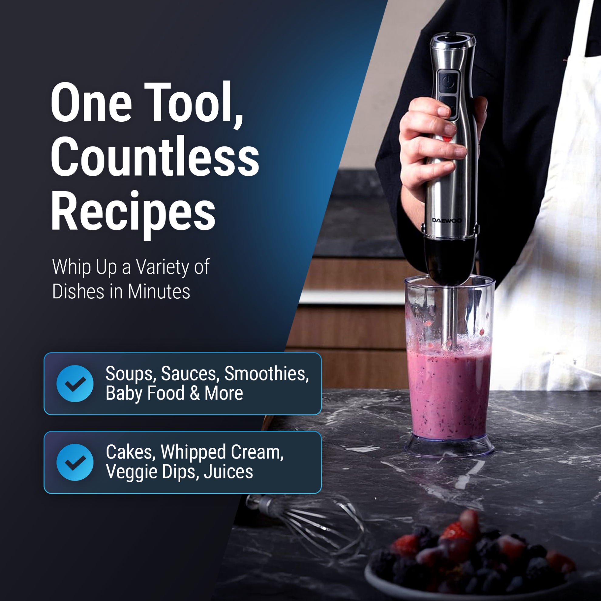 Daewoo 3 in 1 Hand Blender – DHB-102A