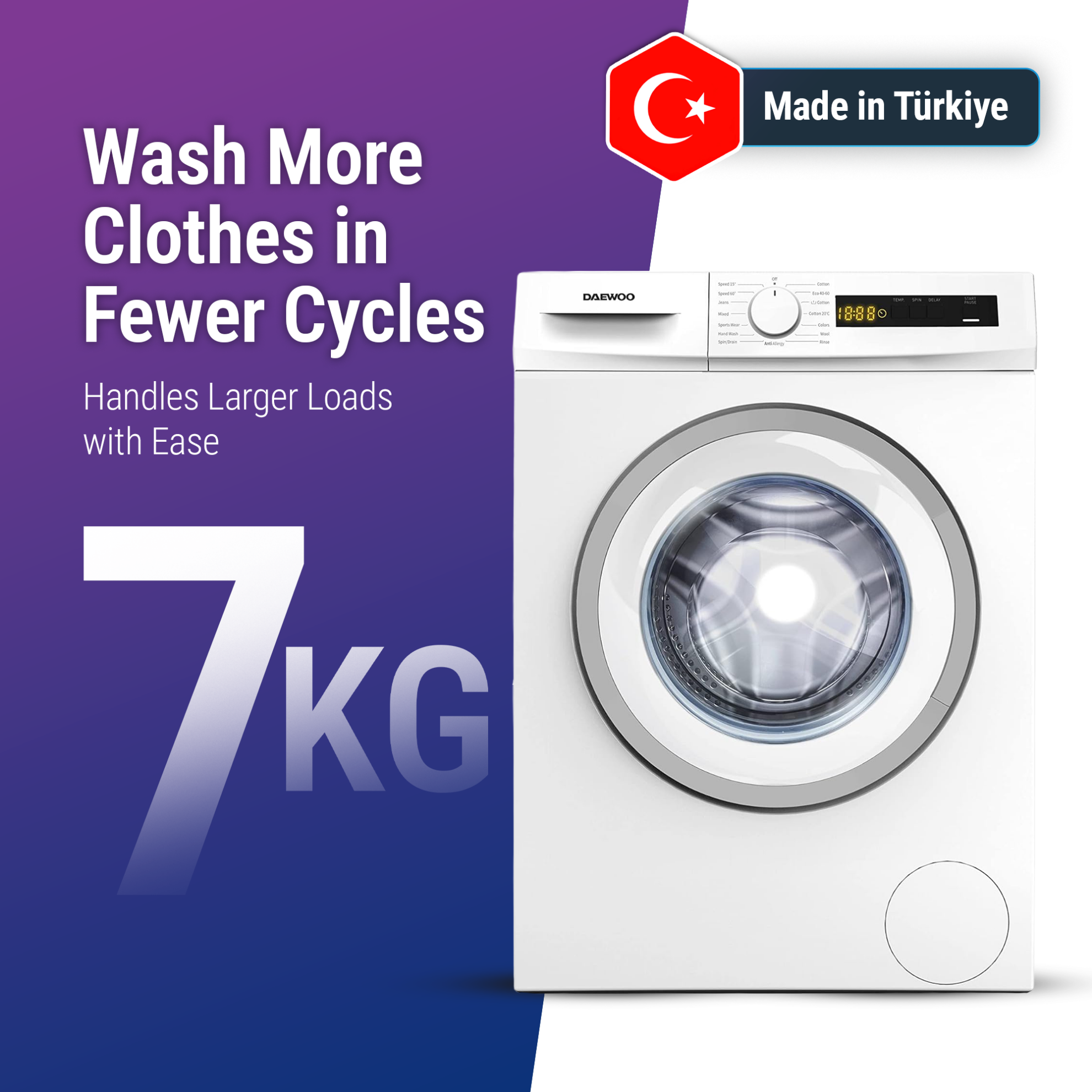 Daewoo Front Load Washing Machine  – DWD-7W1211 