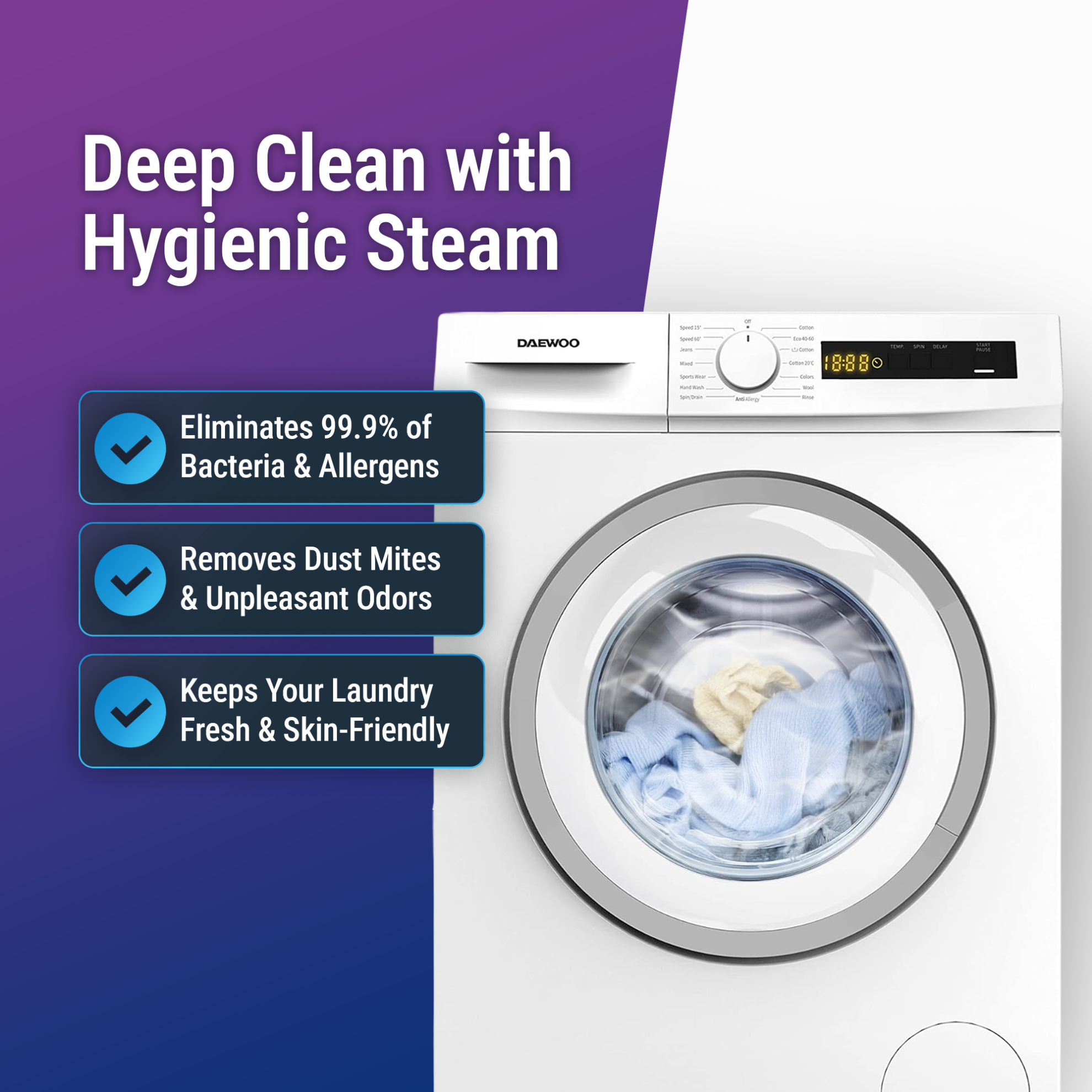 Daewoo Front Load Washing Machine  – DWD-7W1211 