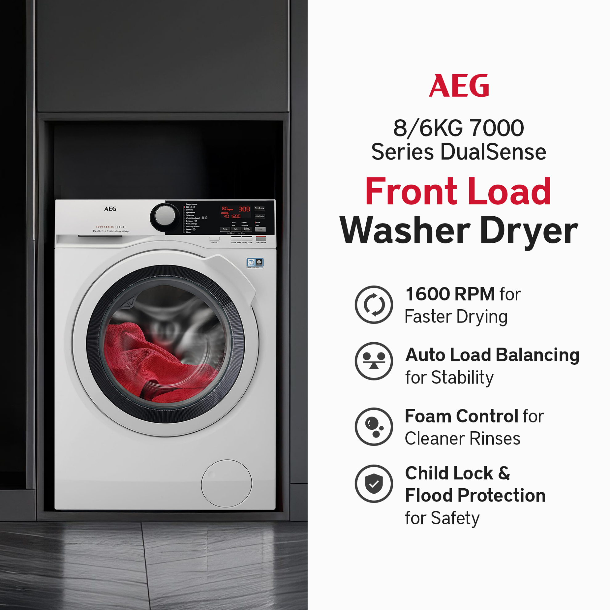 AEG Washer Dryer Combo – LWX7E8611B 