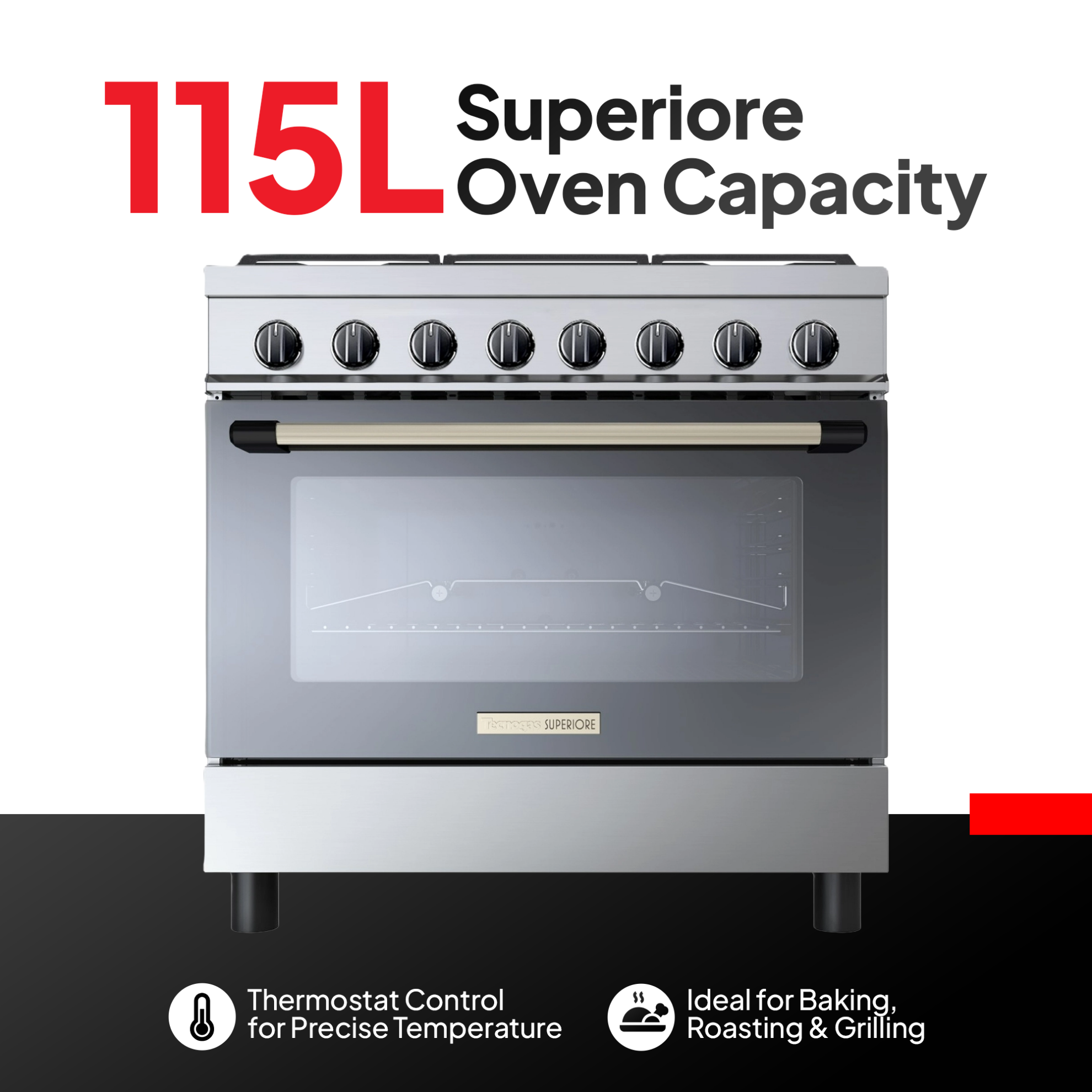 Tecnogas Superiore 90 x 60 cm Gas Cooker  – TCP396GG52KX