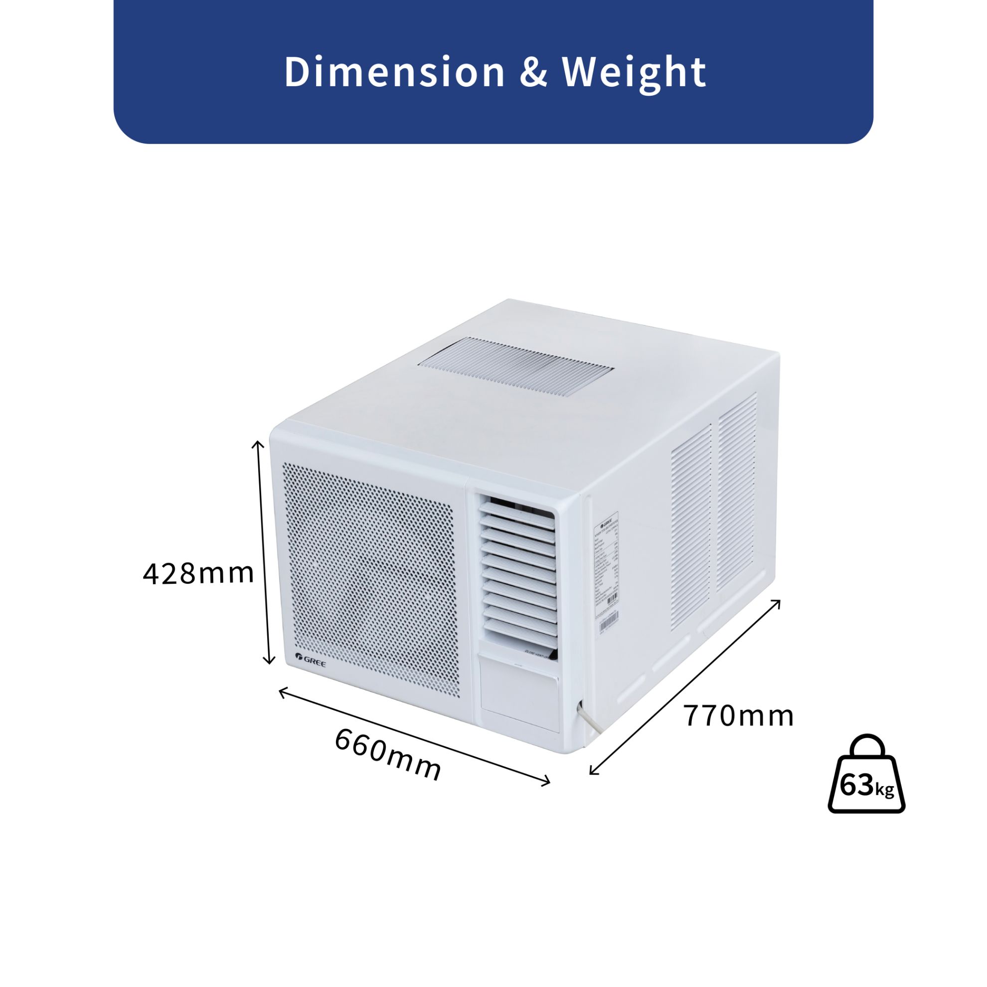 Gree Window Air Conditioner 2.0 Ton With Rotary Compressor, R410A - QUIES-24C3